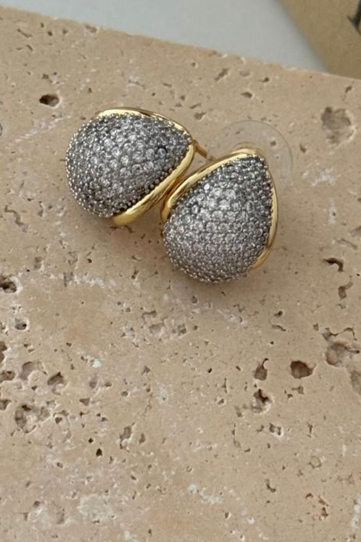 Drop Detail Zircon Minimal Steel Earrings