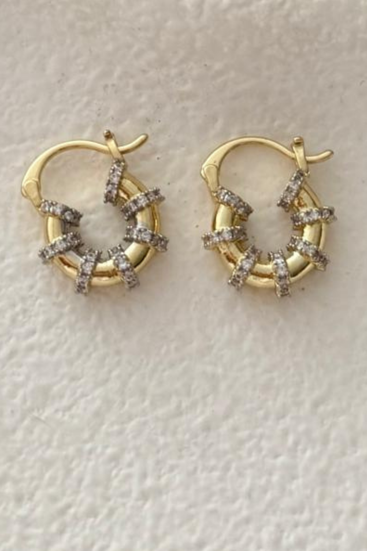 MY ACCESSORIES Minimal Steel Zircon Detail Small Earrings