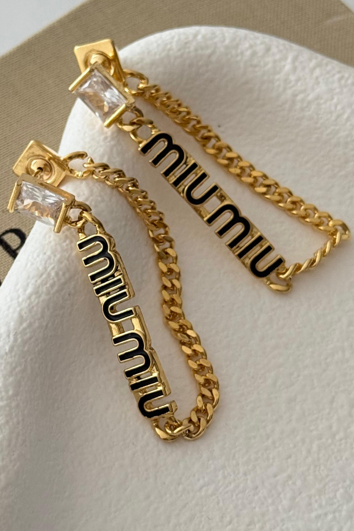 MY ACCESSORIES Miu Miu Steel Chain Detail Earrings